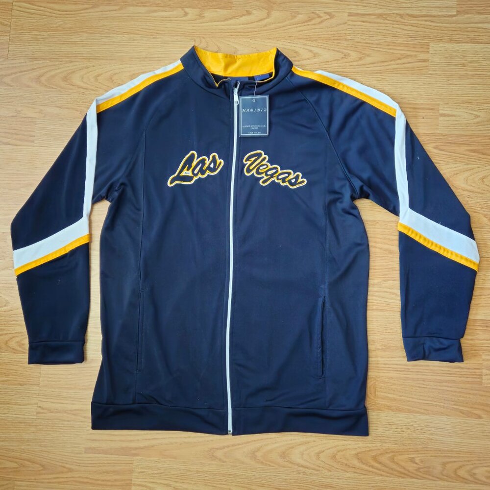 Mens Large vintage Habibi2 Track Jacket Embroidered Las Vegas Logo full zip